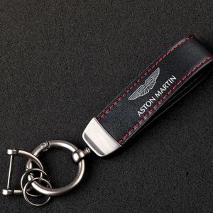 Black Aston Martin Key Chain Key Ring Keychain Leather Suede Horseshoe B…